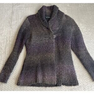S Woolrich Womens Wool Striped Western Knit S‎ Open Cardigan Sweater Purple Fade